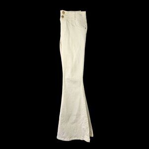 Studio F White Denim Flared Jeans Womens Sz 8 Retro 70s Bell Bottoms Mid-Rise